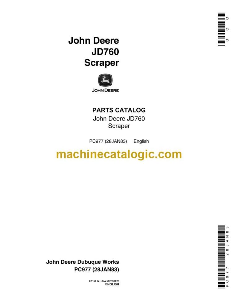 John Deere JD760 Scraper Parts Catalog (PC977)