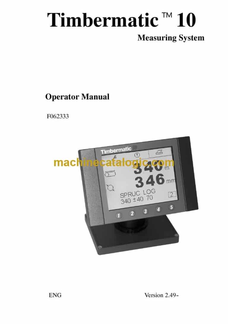 Timberjack Timbermatic 10 Measuring System Operator Manual (F062333)