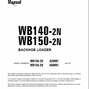 Komatsu WB140-2N, WB150-2N Backhoe Loader Shop Manual (CEBM009802)