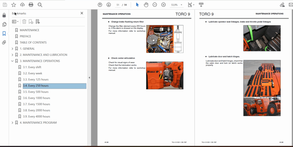 Sandvik LH514 Underground Loader Operator, Maintenance, Workshop Manual ...