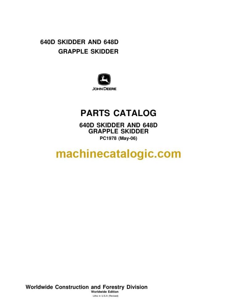 John Deere 640D Skidder and 648D Grapple Skidder Parts Catalog (PC1978)