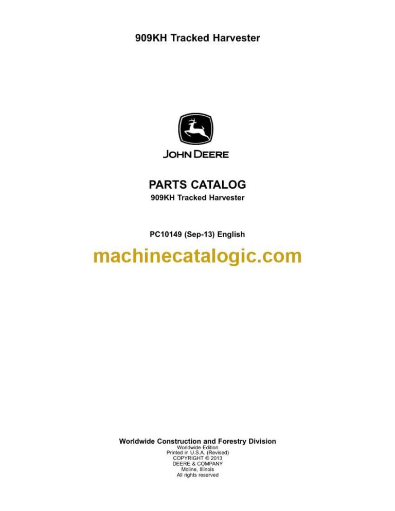 John Deere 909KH Tracked Harvester Parts Catalog (PC10149)