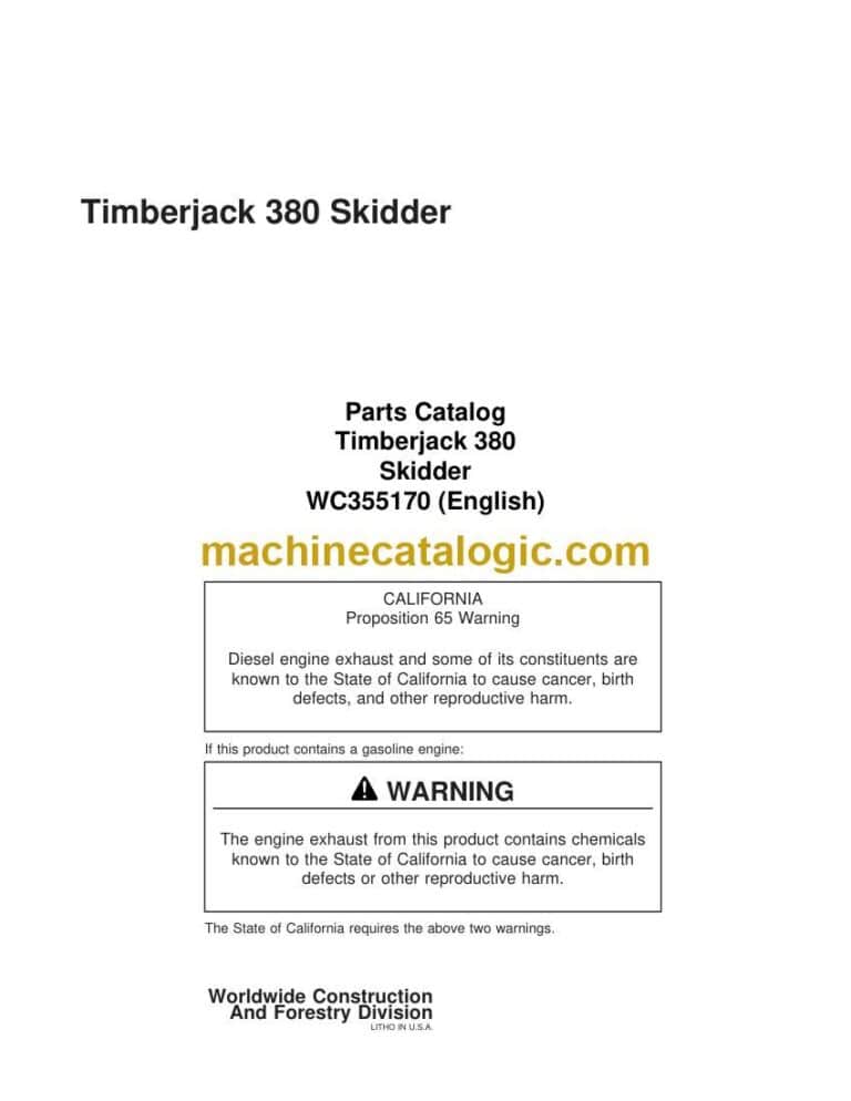 Timberjack 380 Skidder Parts Catalog (WC355170)
