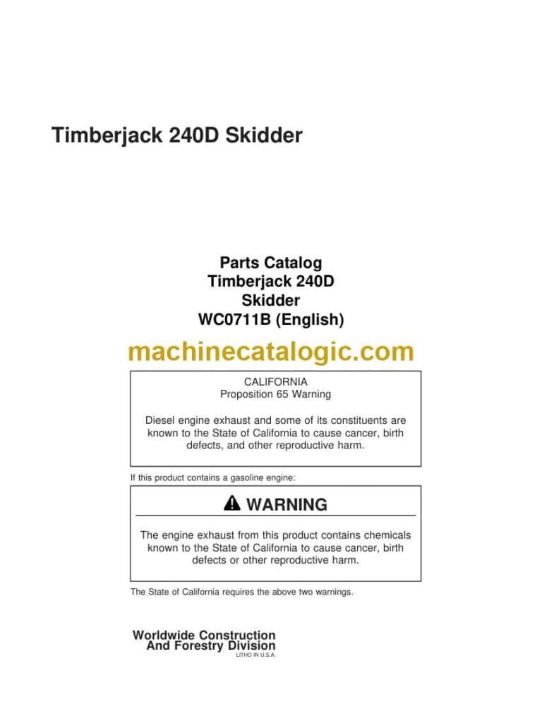 Timberjack 240D Skidder Parts Catalog (WC0711B)
