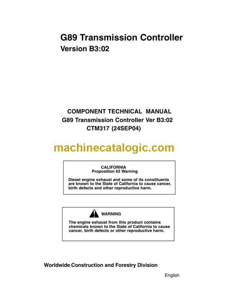 Timberjack G89 Transmission Controller Component Technical Manual (CTM317)