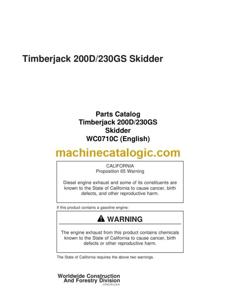 Timberjack 200D, 230GS Skidder Parts Catalog (WC0710C)