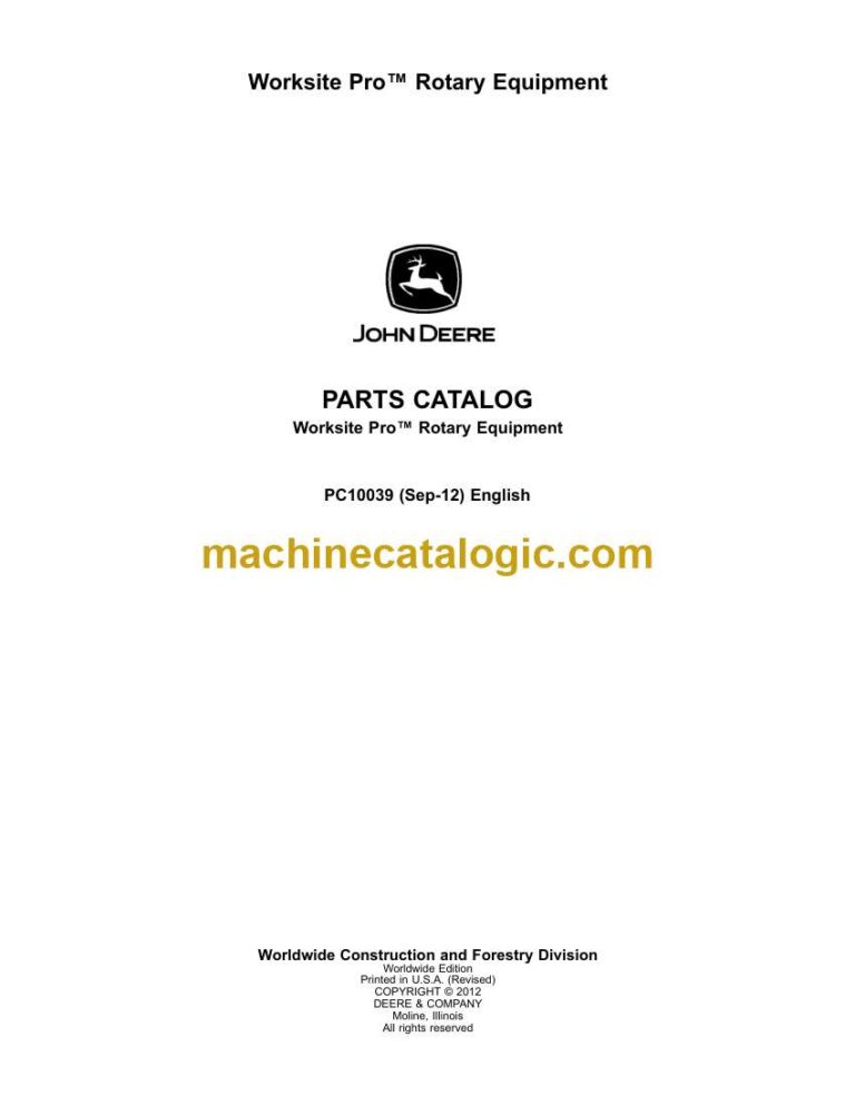 John Deere Worksite Pro™ Rotary Equipment Parts Catalog (PC10039)