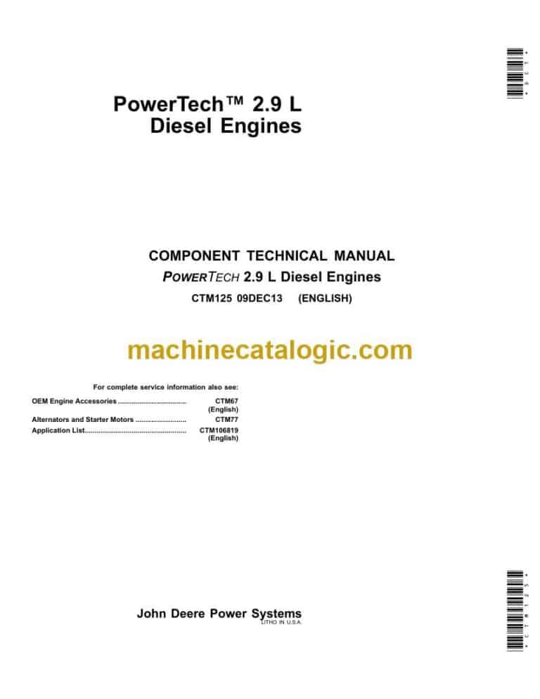 John Deere PowerTech™ 2.9 L Diesel Engines Component Technical Manual (CTM125)
