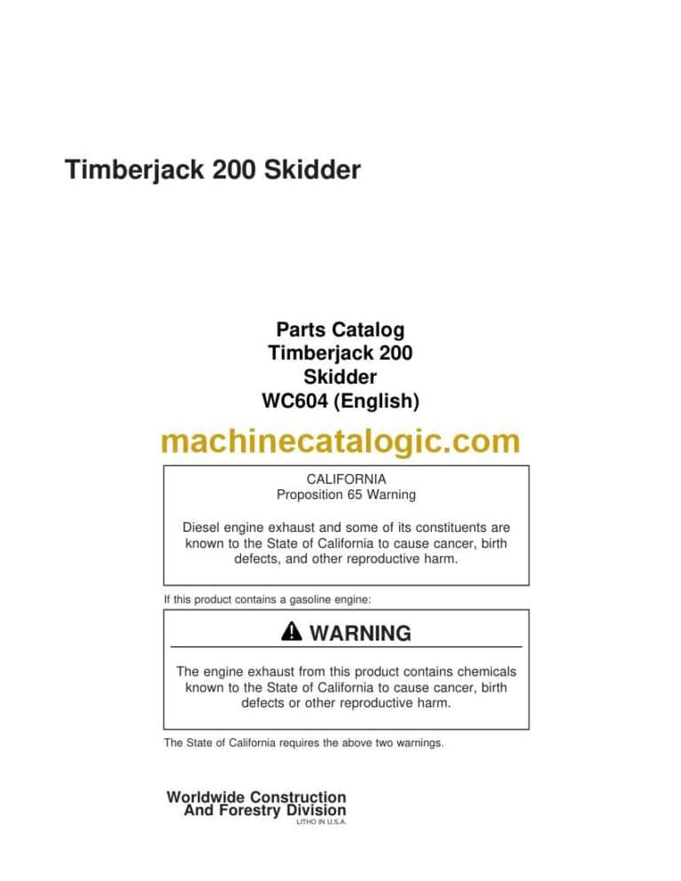 Timberjack 200 Skidder Parts Catalog (WC604)