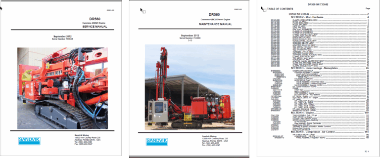 Sandvik DR560 Drill Rig Full Documents (Service, Operator, Maintenance Manual and Parts Catalog)