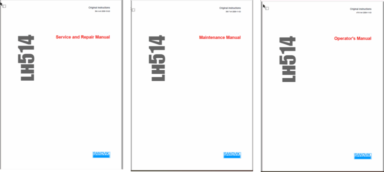 Sandvik LH514 Underground Loader Service, Operator, Maintenance Manual [T851D066]