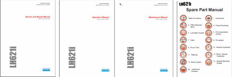 Sandvik LH621i Underground Loader Full Documents (Service, Operator, Maintenance Manual and Parts Catalog) [L021D536 ]