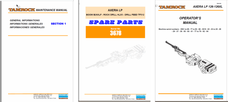 Sandvik Tamrock Axera LP Full Documents (Service, Operator, Maintenance Manual and Parts Catalog)