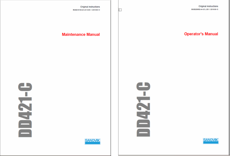Sandvik DD421-60C Drill Rig Full Documents (Service, Operator, Maintenance Manual and Parts Catalog) [119D57997]