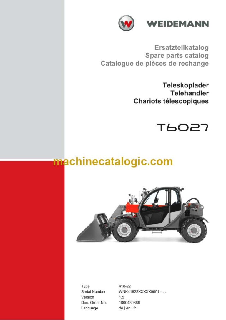 Weidemann T6027 Telehandler Spare Parts Catalog