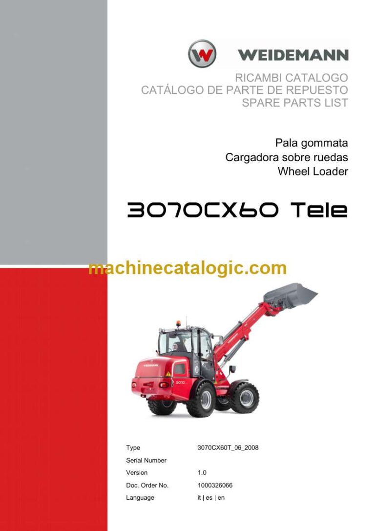 Weidemann 3070CX60 Tele Wheel Loader Spare Parts Catalog