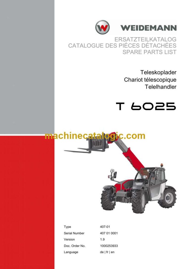 Weidemann T6025 Telehandler Spare Parts Catalog