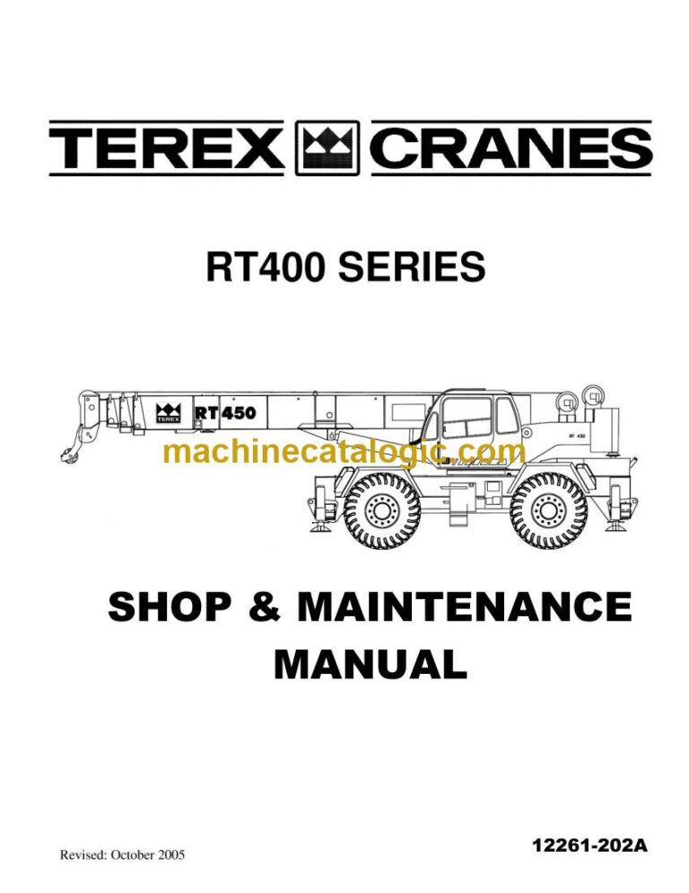 Terex RT400 Rough Terrain Crane Series Shop and Maintenance Manual (12261-202A)