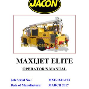 Jacon MXE-1611-173 Maxijet Elite Operators Manual