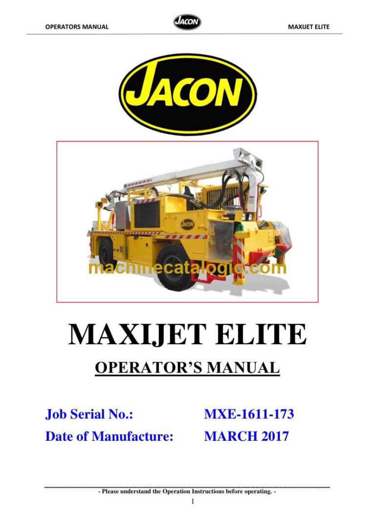 Jacon MXE-1611-173 Maxijet Elite Operators Manual