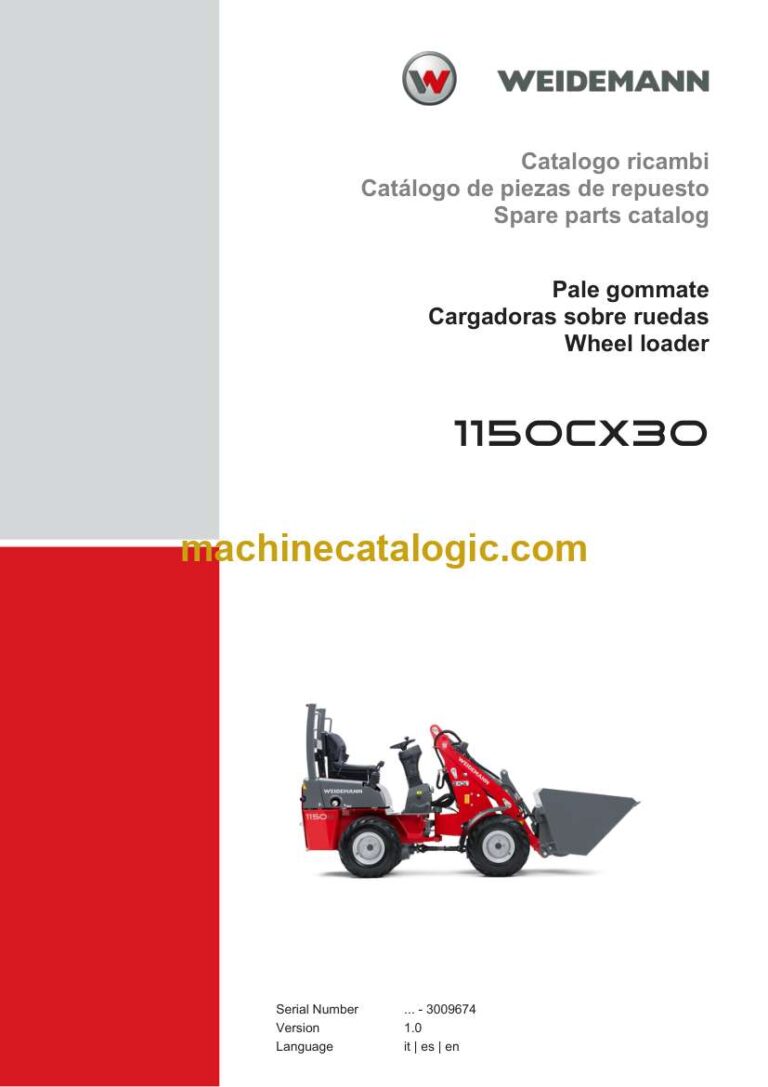 Weidemann 1150CX30 Wheel Loader Spare Parts Catalog