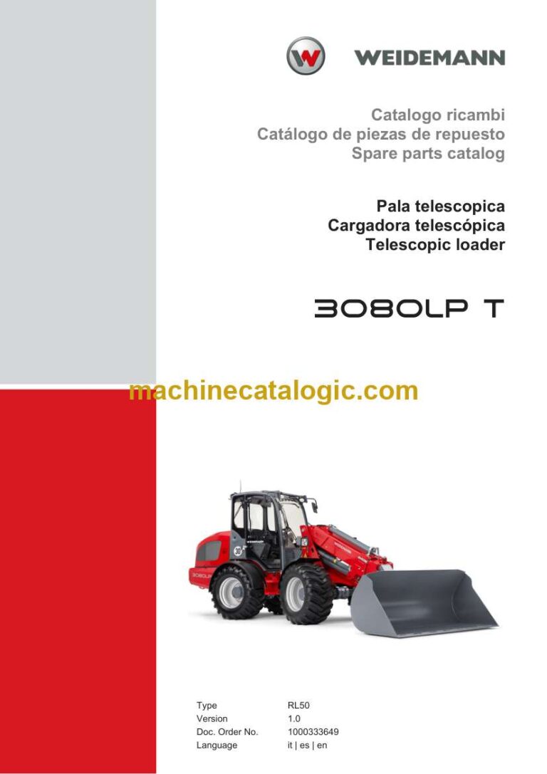 Weidemann 3080LP T Telescopic Loader Spare Parts Catalog