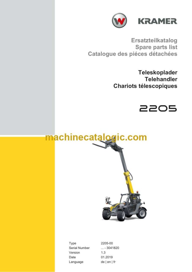 Weidemann 2205 Telehandler Spare Parts Catalog