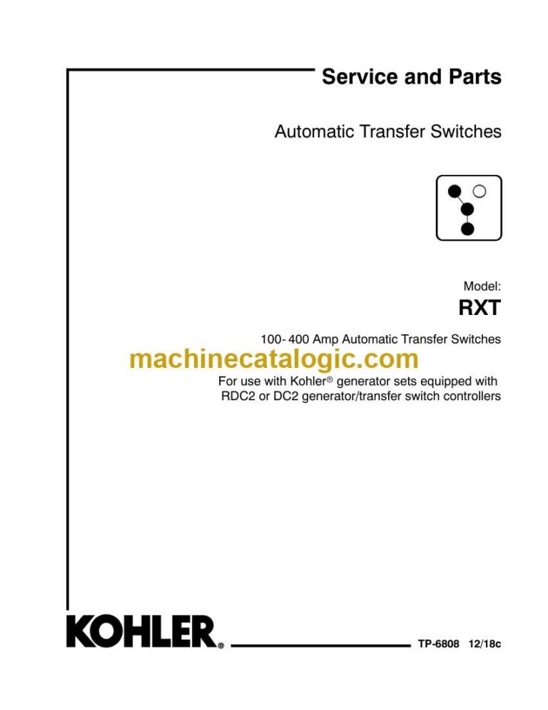 Kohler RXT Automatic Transfer Switches Service and Parts Manual (TP-6808 1218C)