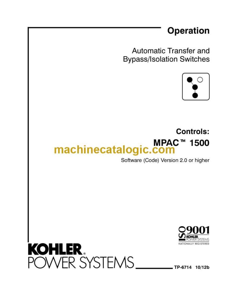 Kohler MPAC 1500 Automatic Transfer and Bypass, Isolation Switches Operation Manual (tp6714)