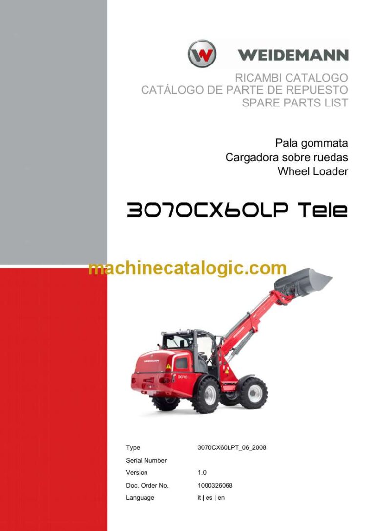 Weidemann 3070CX60LP Tele Wheel Loader Spare Parts Catalog