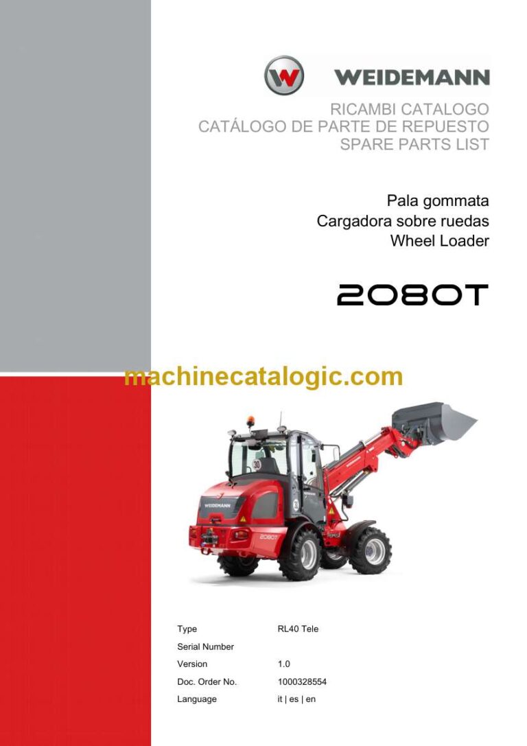 Weidemann 2080T Wheel Loader Spare Parts Catalog