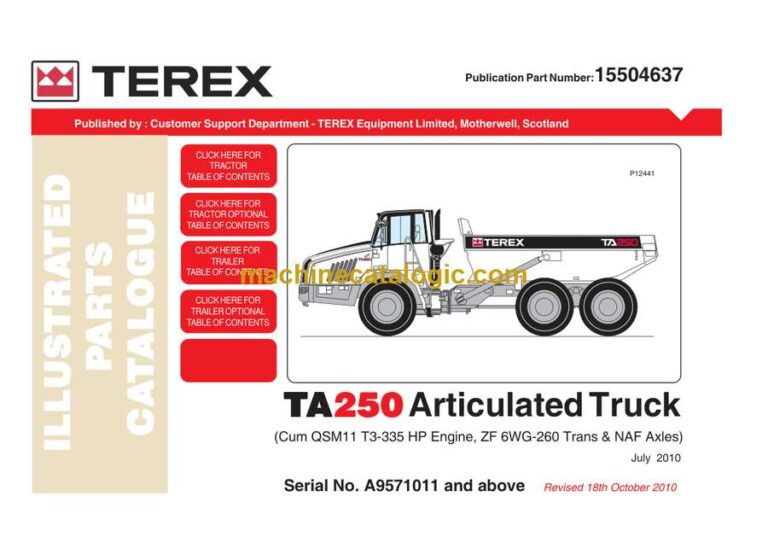 Terex TA250 Articulated Truck Parts Catalog