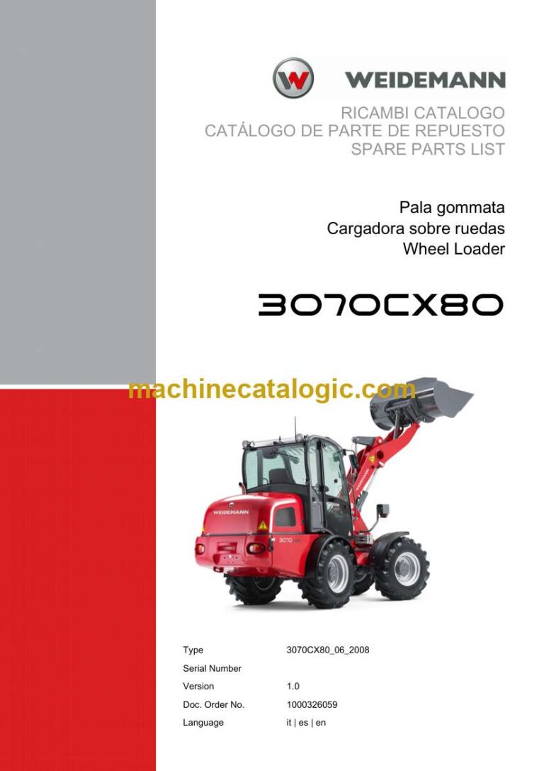 Weidemann 3070CX80 Wheel Loader Spare Parts Catalog