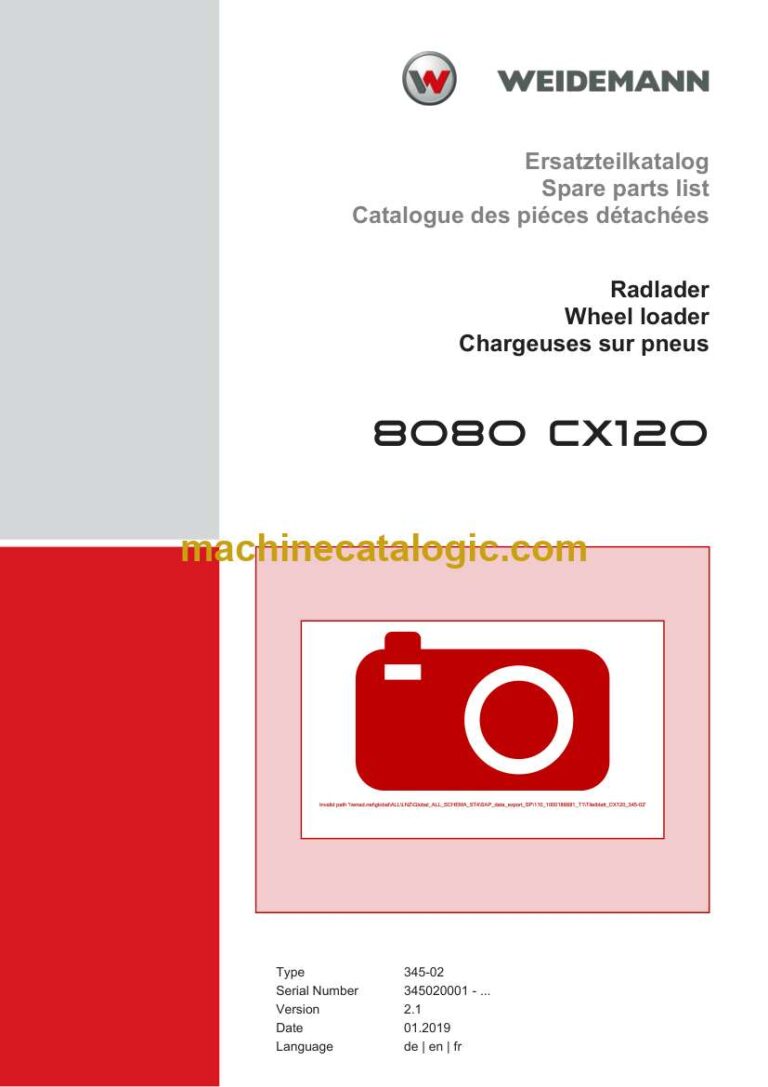 Weidemann 8080 CX120 Wheel Loader Spare Parts Catalog