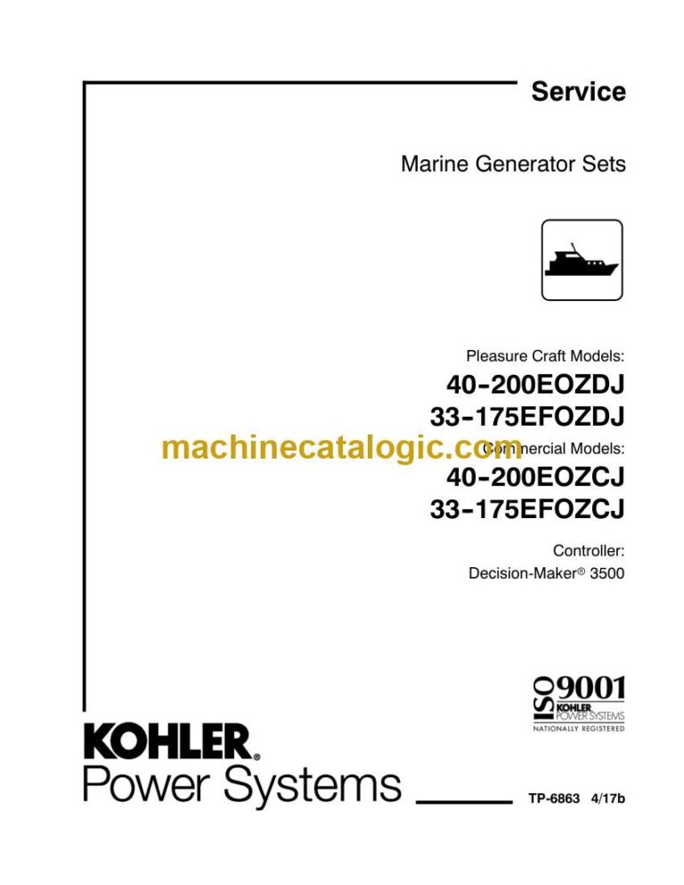 Kohler 40-200EOZDJ, 33-175EFOZDJ, 40-200EOZCJ, 33-175EFOZCJ Marine Service Manual (tp6863)