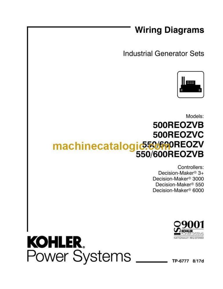 Kohler 500REOZVB, 500REOZVC, 550REOZV, 600REOZV, 550REOZVB, 600REOZVB Industrial Generator Sets Wiring Diagrams (tp6777)