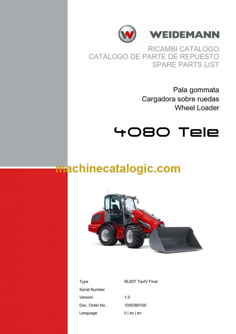Weidemann 4080 Tele Wheel Loader Spare Parts Catalog