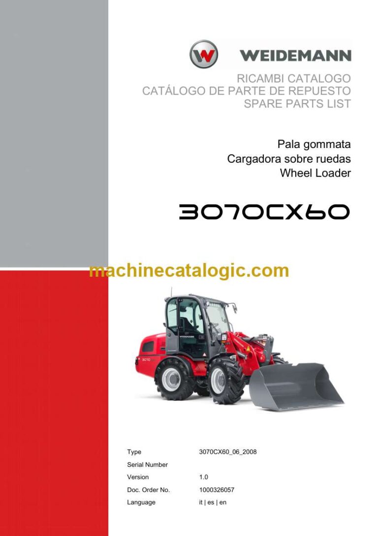 Weidemann 3070CX60 Wheel Loader Spare Parts Catalog