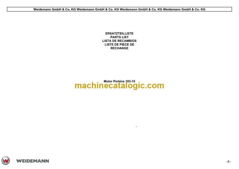Weidemann Perkins 103-15 Engine Spare Parts Catalog