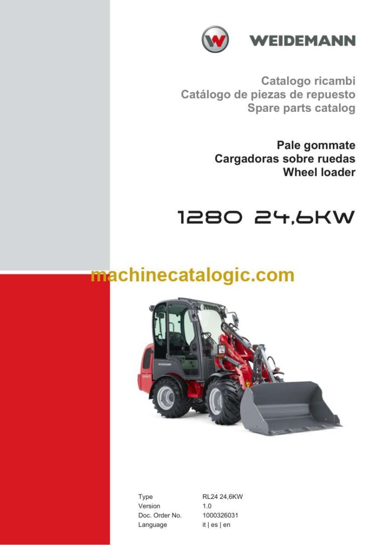 Weidemann 1280 24,6KW Wheel Loader Spare Parts Catalog