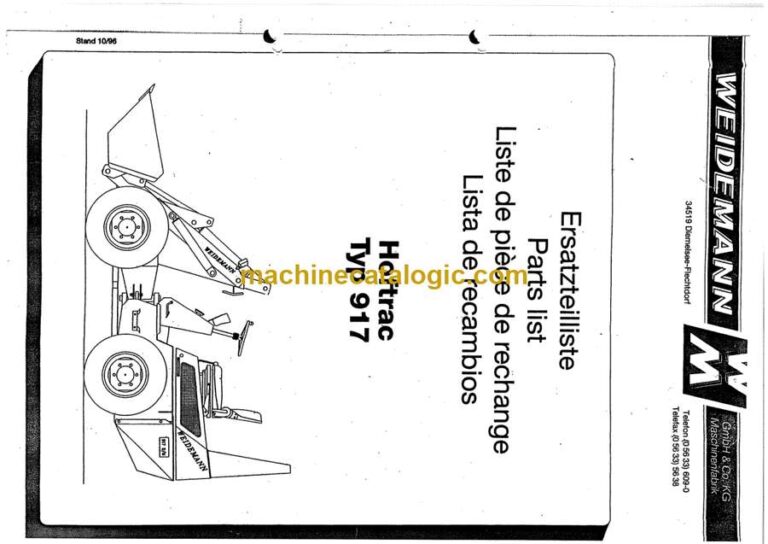 Weidemann 917 Hoftrac Parts Catalog