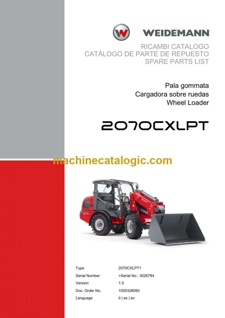 Weidemann 2070CXLPT Wheel Loader Spare Parts Catalog