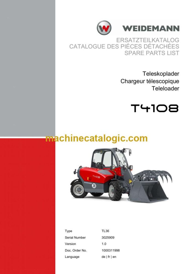 Weidemann T4108 Telehandler Spare Parts Catalog