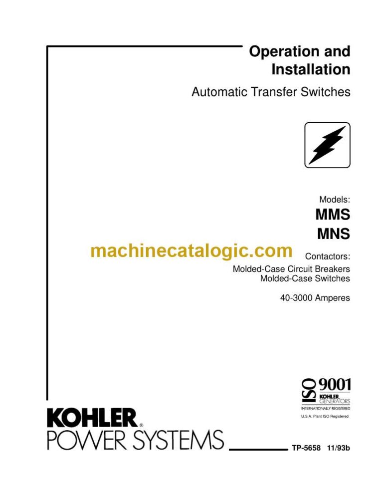 Kohler MMS, MNS Automatic Transfer Switches Operation and Installation Manual (tp5658)