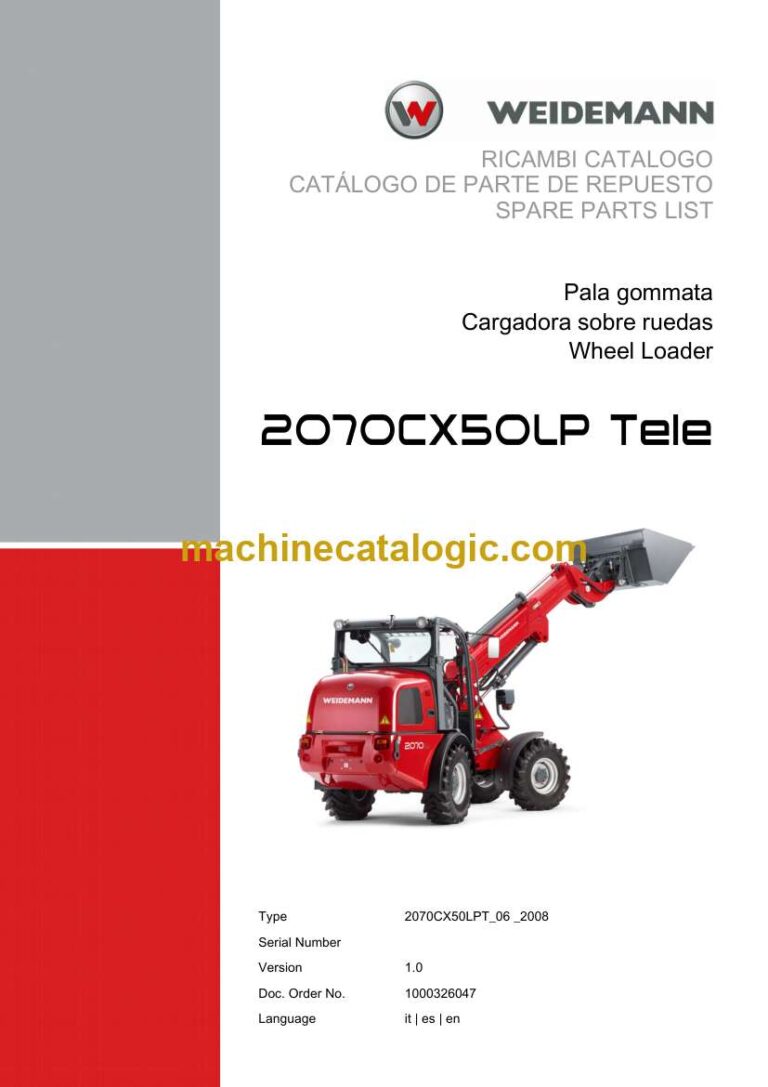 Weidemann 2070CX50LP Tele Wheel Loader Spare Parts Catalog