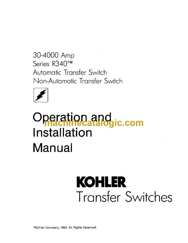 Kohler 30-400 Amp Series R340 Automatic Transfer Switch, Non Automatic Transfer Switch Operation and Installation Manual (tp5088)