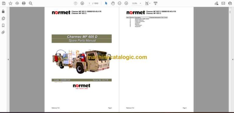 Normet Charmec MC605 D Parts Manual (100080105) (#DJ176)