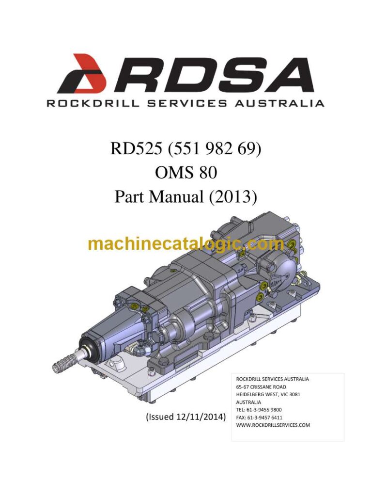 RDSA RD525 Rock Drill Parts Manual (OMS80)