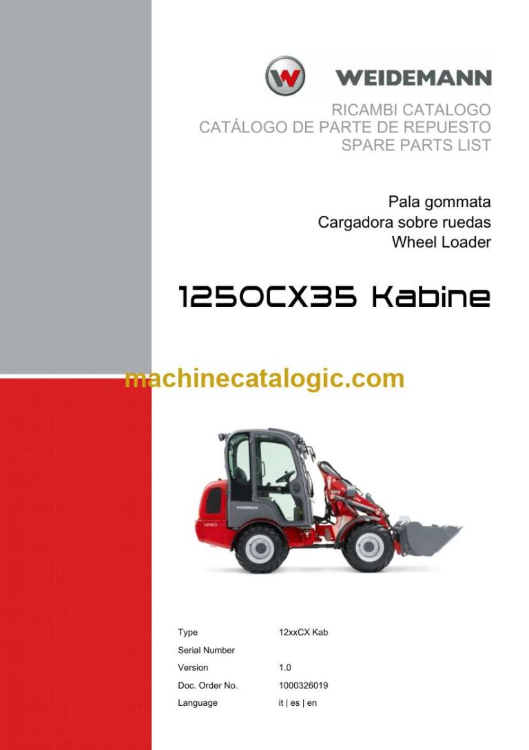 Weidemann 1250CX35 Kabine Wheel Loader Spare Parts Catalog