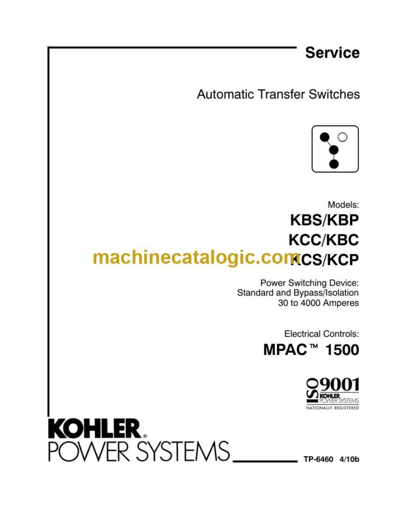 Kohler KBS, KBP, KCC, KBC, KCS, KCP Automatic Transfer Switches Service Manual (tp6460)